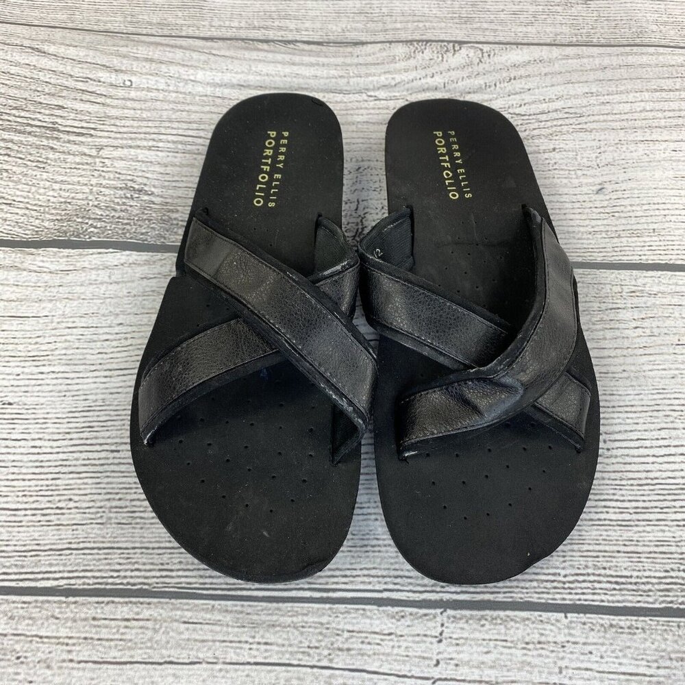 Perry Ellis Portfolio Sandals Men Size 12 / 13 Slip On Sandals / Shoes - Black